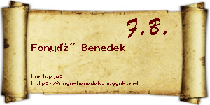 Fonyó Benedek névjegykártya